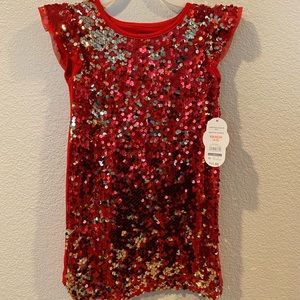 NWT sequin girls dress red & silver